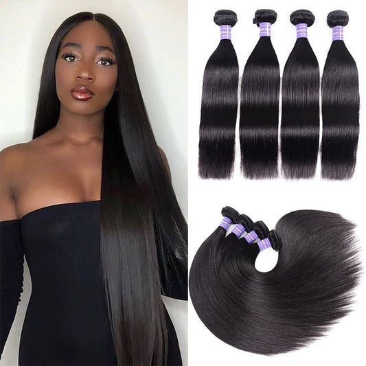 4 Bundles Brazilian Straight Hair Weave with 13x4 Lace Frontal - Lemoda Hair