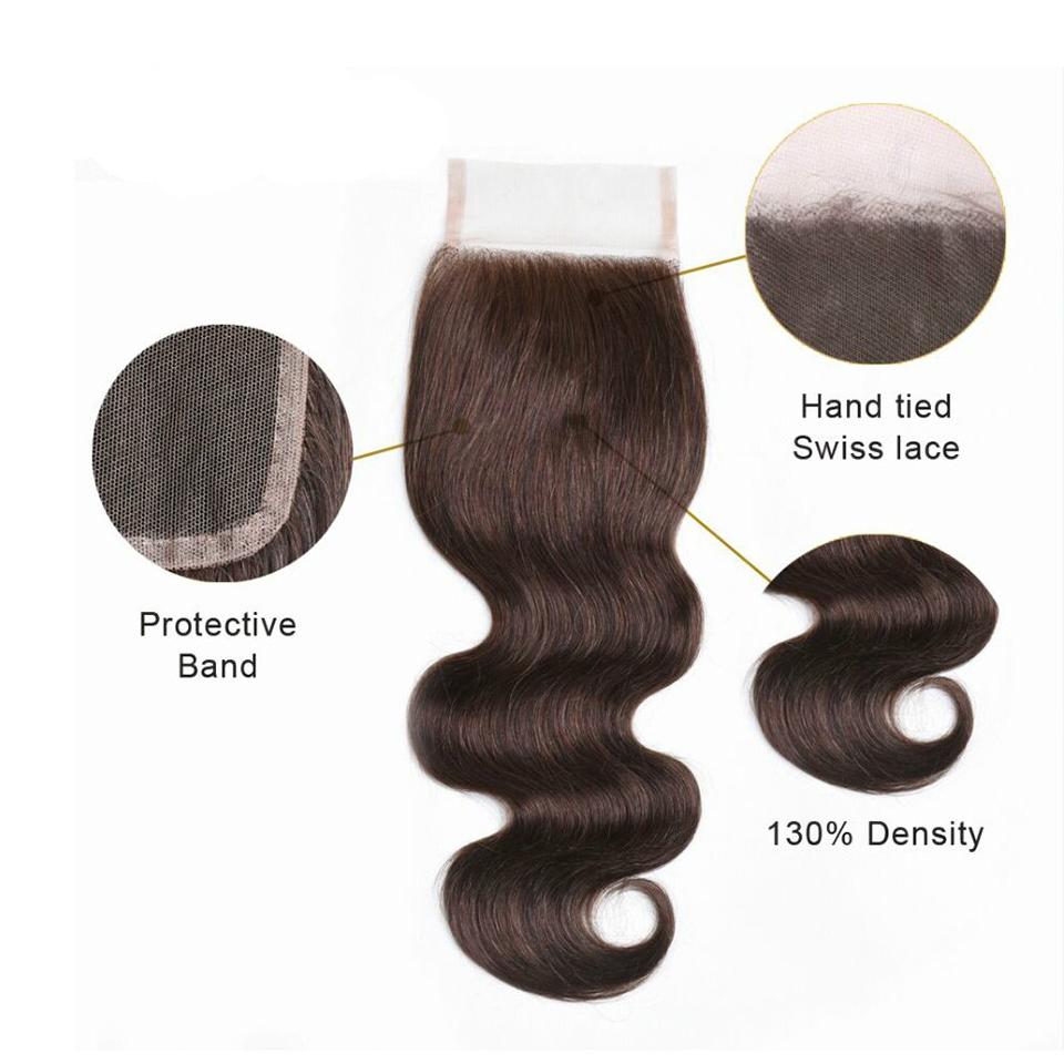 4 Dark Brown Body Wave 4 Bundles With 4x4 Lace Closure 100% Real Human Hair - Lemoda Hair