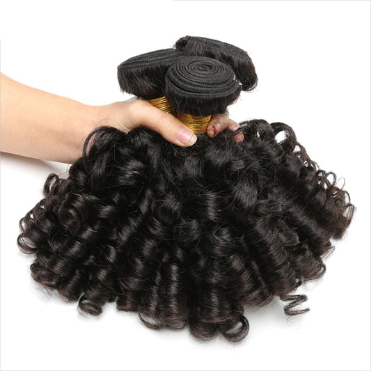  Indian Bouncy Curly 3 Bundles Human Hair Extensation
