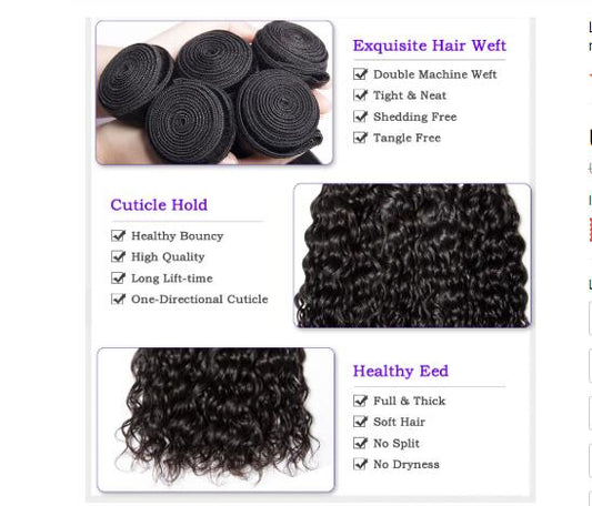 4pcs/pack Peruvian Water Wave Virgin Hair Weaves - Lemoda Hair