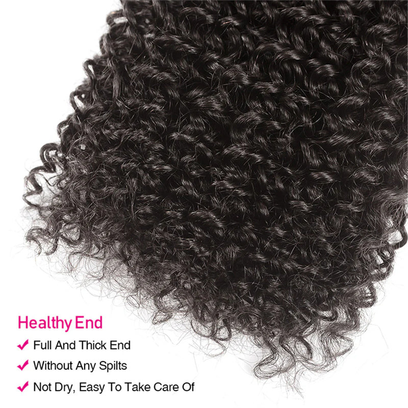 Kinky Curly Hair 4 Bundles With 4x4 Lace Closure 