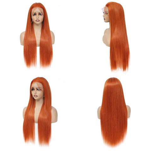 13x6 Ginger Orange Straight Wigs 