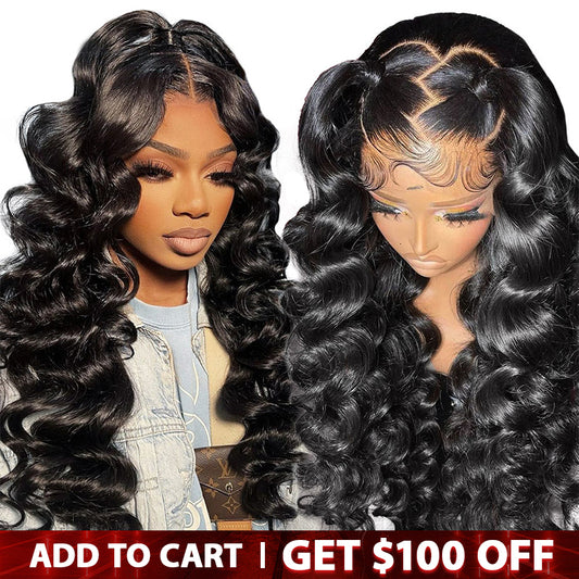 Loose Wave 13X4 Transparent Lace Front Wigs Indian Remy Human Hair Lace Wigs 180% Density