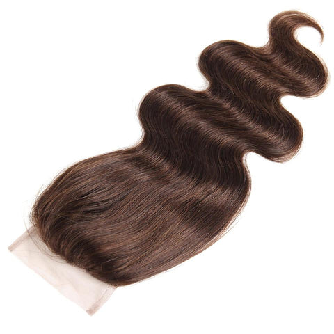 Chocolate Brown Body Wave 3 Bundles With 4X4 Lace Closure 100% virgin human hair