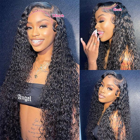 Lemoda 100% Virgin Human Hair 13x6 Lace Frontal Wig Super Secure Water Wave Transparent Lace Wig