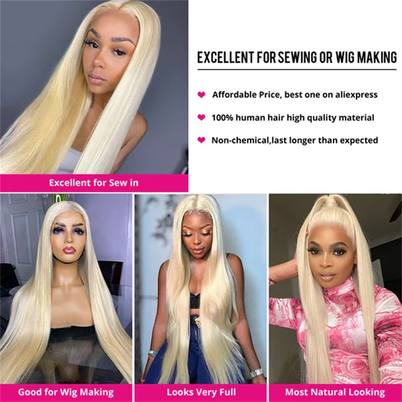  613 Blonde Lace Closure Straight Human Hair 4x4 HD Lace Closure 