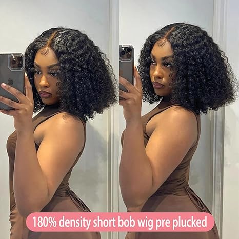 Lemoda 13x4 Lace Front Wig Human Hair Short Bob Wigs Curly Wave Wig for Black Women