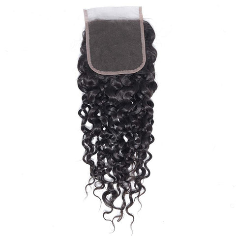 Water Wave 4x4 Lace Closure Human Hair Virgin Human Hair Swiss Lace Closure
