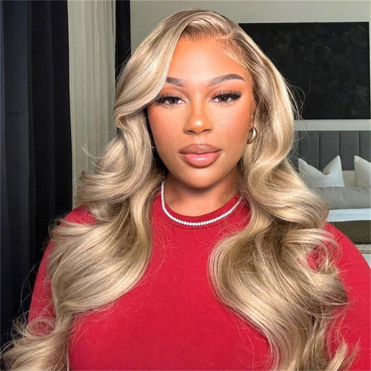 13x6 Body Wave Ash Blonde Transparent Lace Front Wig Human Hair
