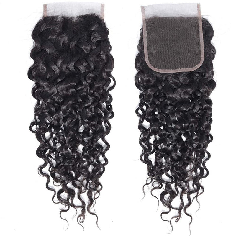  4x4 water wave Lace Closure Human Hair Virgin Human Hair Swiss Lace Closures 