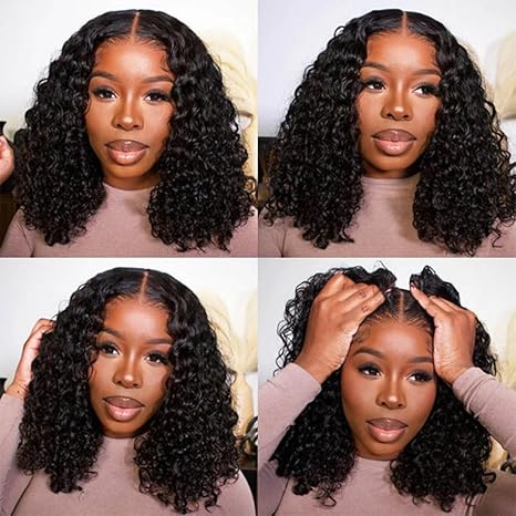 Lemoda 13x4 Lace Front Wig Human Hair Short Bob Wigs Curly Wave Wig for Black Women