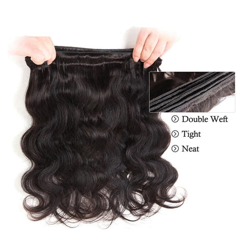  Body Wave 4 Bundles With 4X4 Transparent Lace Closure Brazilian Human Hair
