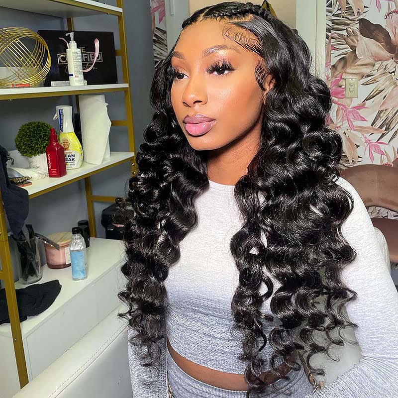 6x6 Lace Closure Human Hair Wigs Loose Wave HD Transparent Lace Front Wigs 180% Density - Lemoda Hair