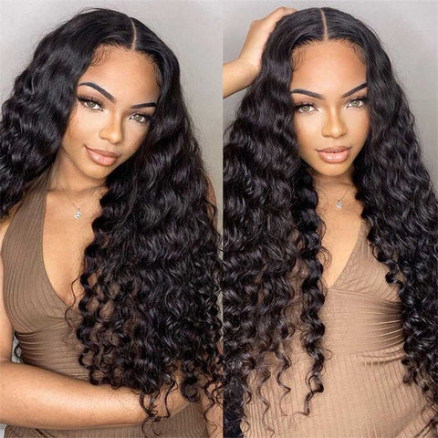 6x6 Lace Closure Human Hair Wigs Loose Wave HD Transparent Lace Front Wigs 180% Density - Lemoda Hair