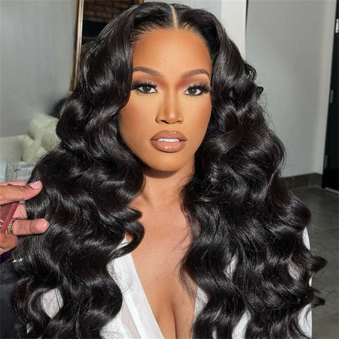 6x6 Lace Closure Human Hair Wigs Loose Wave HD Transparent Lace Front Wigs 180% Density - Lemoda Hair