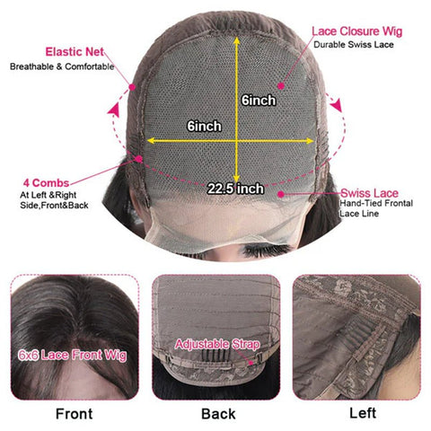 6x6 Water Wave Lace Closure Wigs Human Hair Pre Plucked Transparent Lace Frontal Wigs Human Hair with Baby Hair for Women - Lemoda Hair