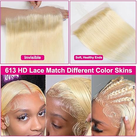 613 Straight 13x6 HD Transparent Lace Frontal 100% Virgin Human Hair