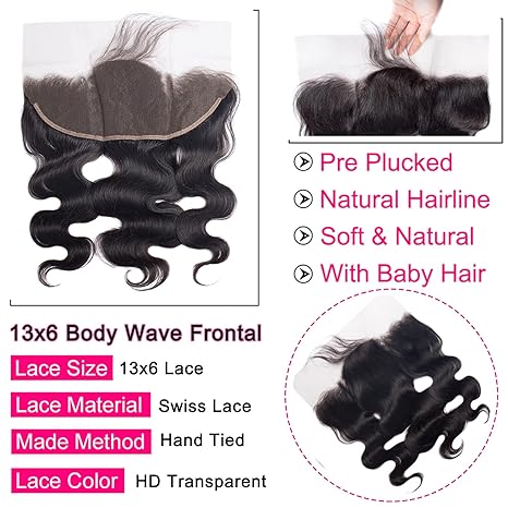 Lemoda 13x6 Body Wave Lace Frontal Virgin Hair Swiss Lace Frontal