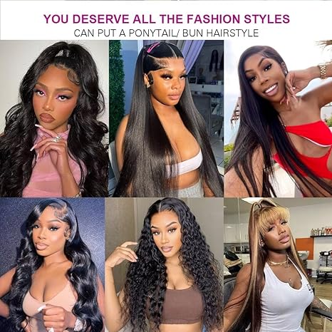 Lemoda Straight 13x4 Full Frontal Lace Wigs Human Hair HD Transparent Lace Wig Human Hair Brazilian 12A Straight Wig Human Hair for Black Women Pre Plucked Bleached Knots 22 Inch