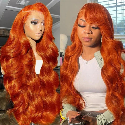 13X6 Ginger Orange Body wave Lace Front Wigs 