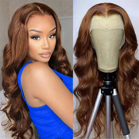 Brown Balayage human hair Lace Front Wigs 13x6 Body Wave wig 