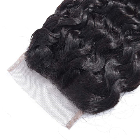 Water Wave 4x4 Lace Closure Human Hair Virgin Human Hair 