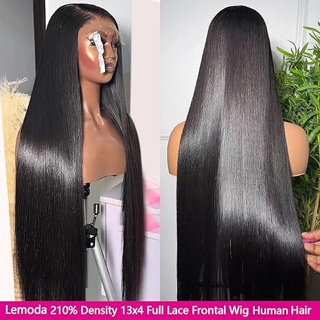 Lemoda Straight 13x4 Full Frontal Lace Wigs Human Hair HD Transparent Lace Wig Human Hair Brazilian 12A Straight Wig Human Hair for Black Women Pre Plucked Bleached Knots 22 Inch