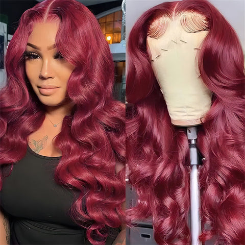 Lemoda Burgundy 6x6 Lace Closure Wigs 99J Body Wave wig
