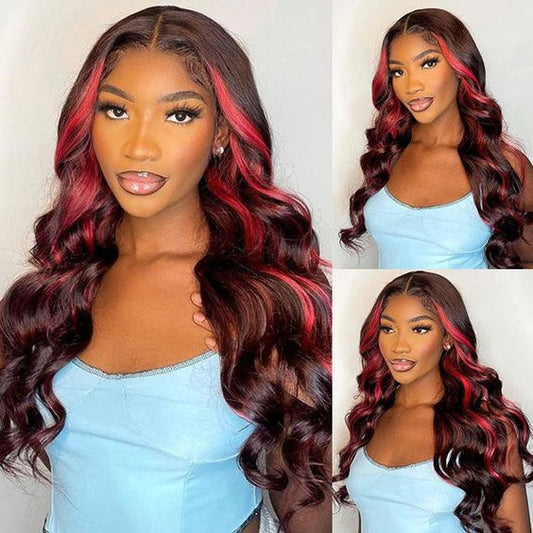 Lemoda Put On and Go Pre-cut Lace 7x5 Glueless Wigs p1b/99j Colored Wig Body Wave Human Hair Wigs