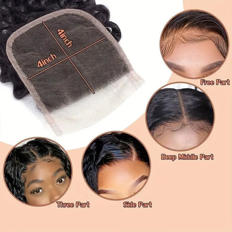 Lemoda Brazilian Hair Deep Wave HD Lace 4*4 Lace Closure With Baby Hair