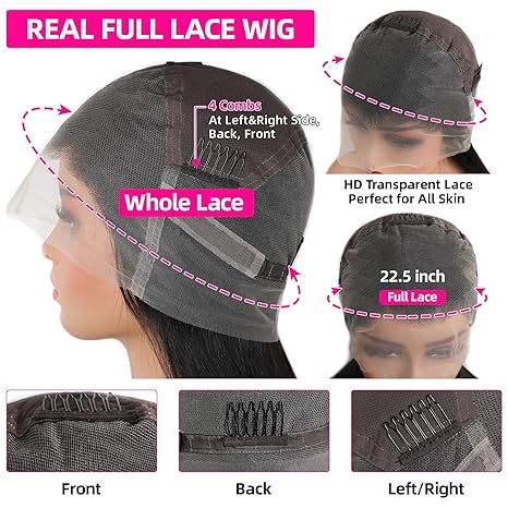 Lemoda Full Lace Human Hair Wigs Straight Wigs Pre Plucked With Baby Hair Natural Hairline