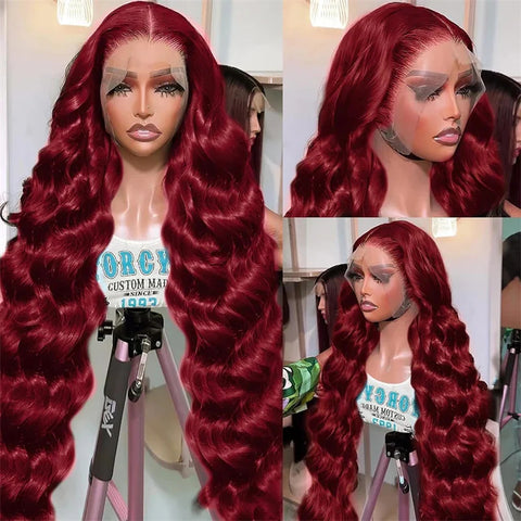 13x4 Lace Frontal wig Body Wave 99J Lace Wig Brazilian Human Virgin Hair