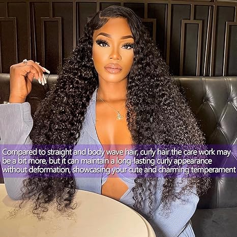 Lemoda 220% Density 12A Virgin 13x6/13X4 Deep Wave Full Lace Frontal Wig Human Hair 13x6/13X4 Water Wave Wigs Human Hair HD Transparent Curly Lace Front Wigs Brazilian Wet and Wave Lace Wig Hair 22 Inch