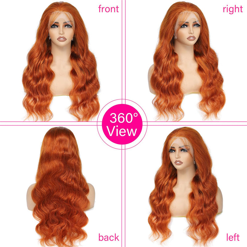 body wave ginger orange wig