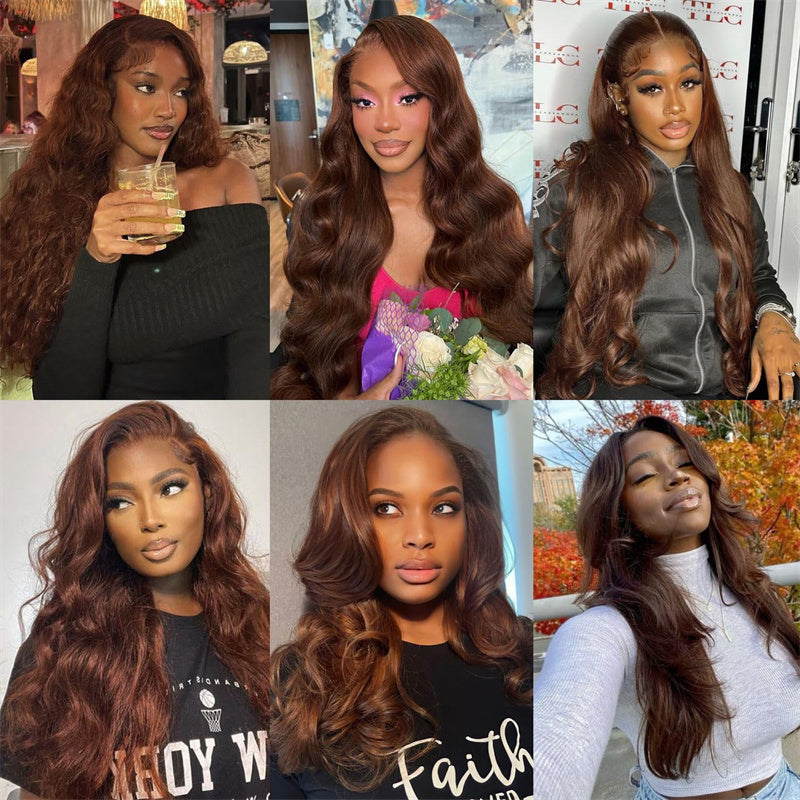 13x4 Chocolate Brown Lace Front Wigs  with Baby Hair Body Wave Lace Frontal Wig
