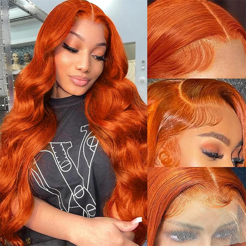 Ginger Orange 13x6 Body Wave Frontal Wigs 