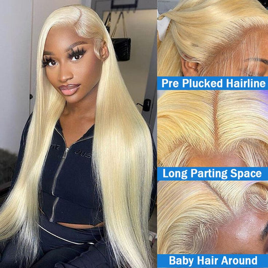 Lemoda 613 Blonde Transparent Lace 13x6 Lace Front Wig Straight Hair With Pre-plucked Natural Hairline