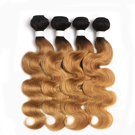 1B/27 Ombre Body Wave 4 Bundles With 4x4 Lace Closure 100% Virgin Human hair