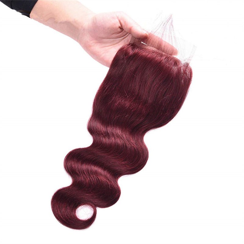 99j Wine Red Color Brazilian Body Wave Hair 3 Bundles With 4x4 Closure Human Hair - Lemoda Hair