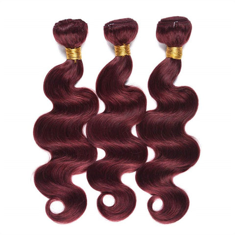 99j Wine Red Color Brazilian Body Wave Hair 3 Bundles With 4x4 Closure Human Hair - Lemoda Hair