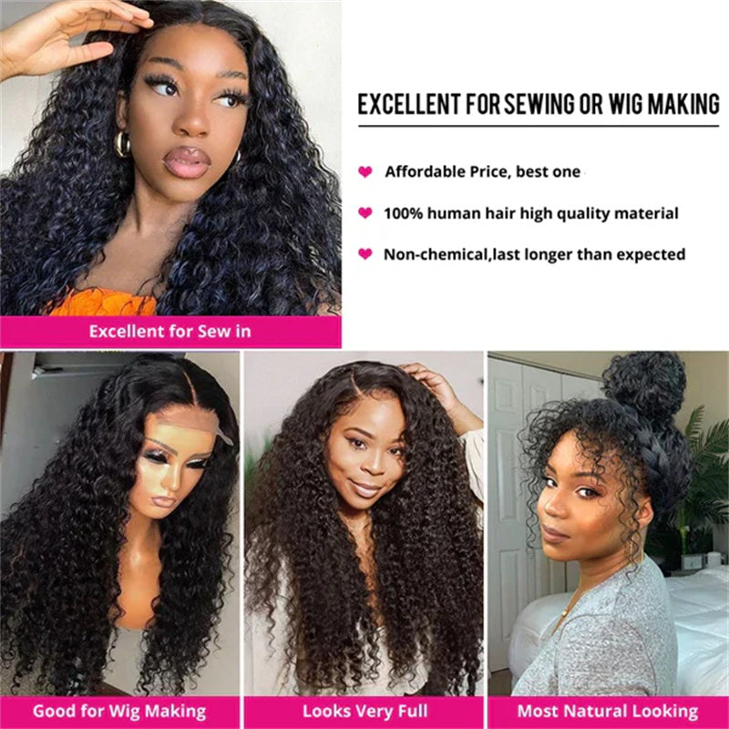 Deep Wave  Brazilian Hair 3 Bundles with 4x4 Lace Closure