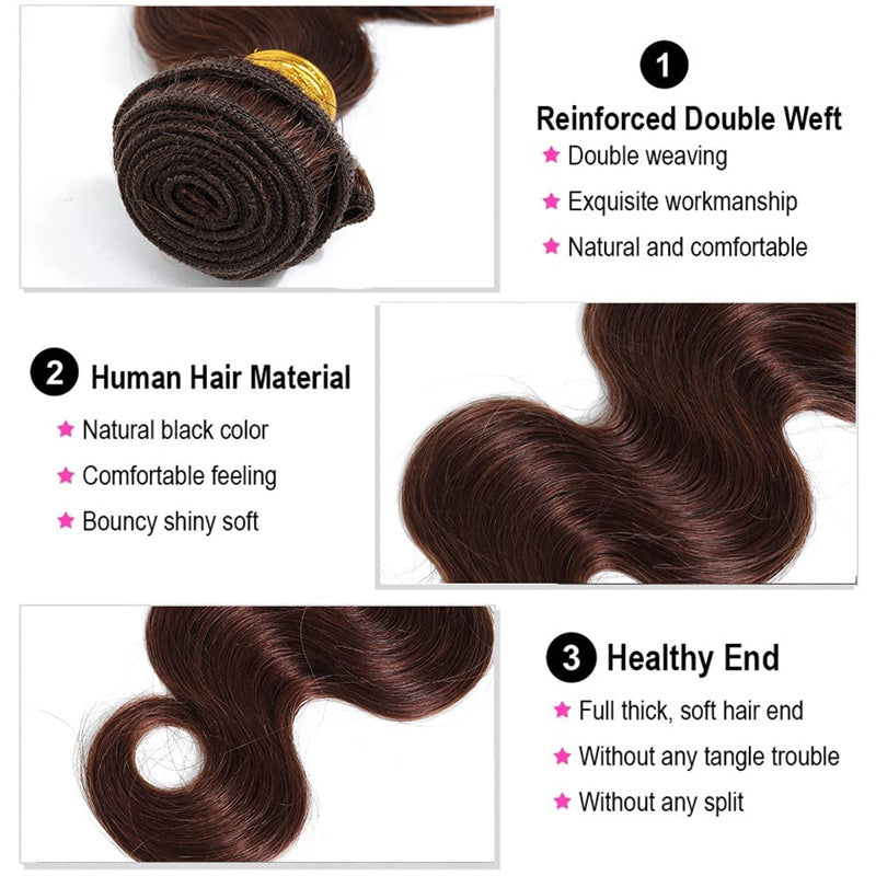 Brazilian Virgin Hair 3 Bundles with Lace Closure 