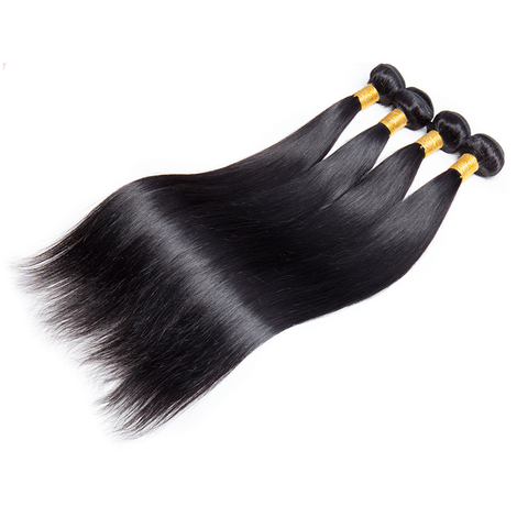 Bone Straight Human Hair 4 Bundles With 13X4 Lace Frontal 100% Remy Human Hair Extension