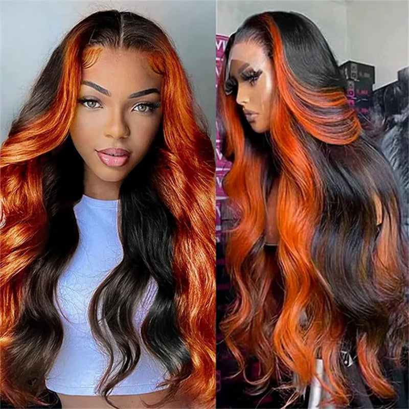 Lemoda Ginger Highlight 6x6 Lace Closure Wig Pre Plucked Body Wave Ready to Wear Glueless Human Hair Wigs 