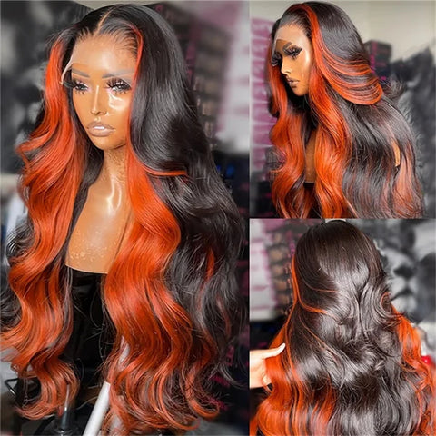 Ginger Highlight 6x6 Lace Closure Wig Pre Plucked Body Wave  wig
