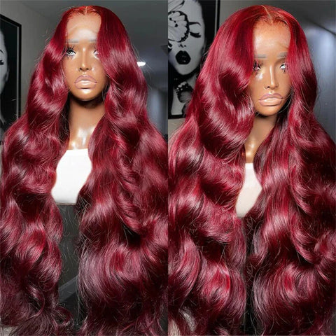 13x4 Lace Frontal wig Body Wave 99J Lace Wig Brazilian Human Virgin Hair