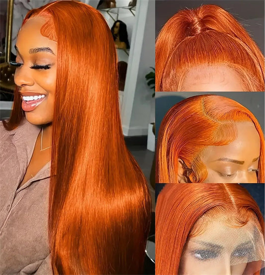 Straight Ginger Orange 13x4 Lace Frontal Wig Human Hair