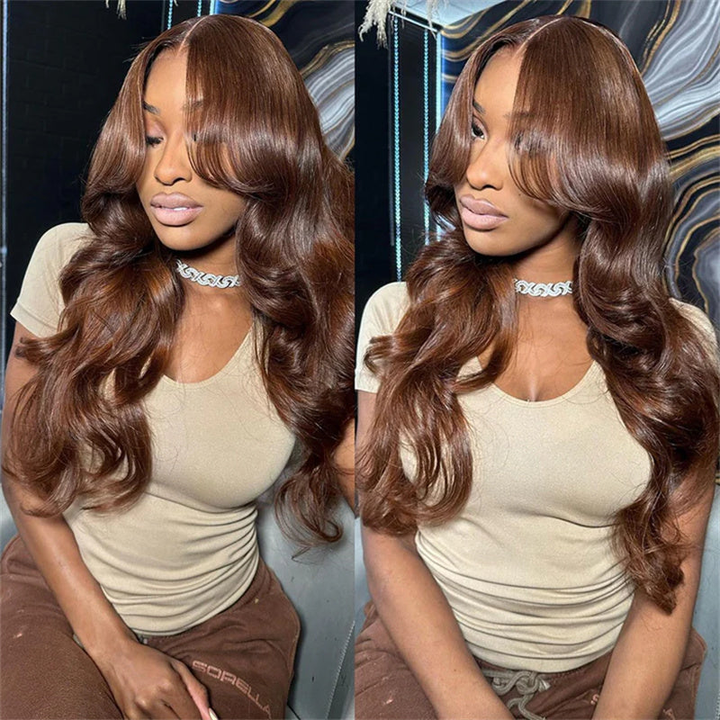 13x4 Chocolate Brown Lace Front Wigs Human Hair with Baby Hair Body Wave Lace Frontal Wig
