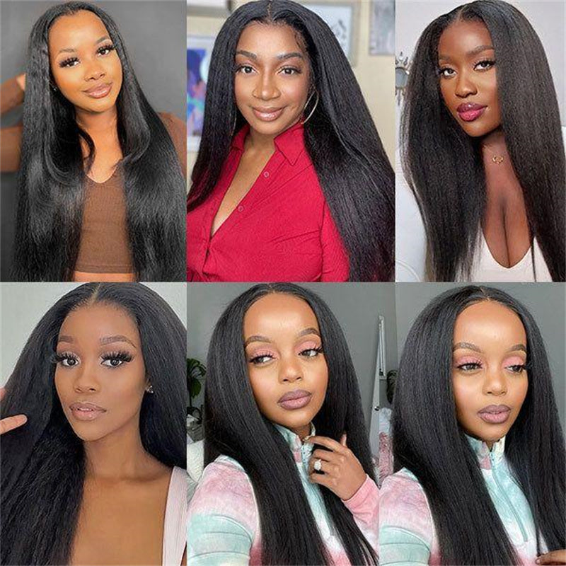 6x6 Kinky Straight Transparent Lace Front Wig 