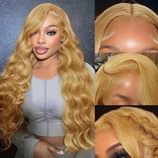 Honey Blonde 13x4 Lace Front Wigs Pre Plucked Blonde Body Wave Wigs 180%/250% Hair Density